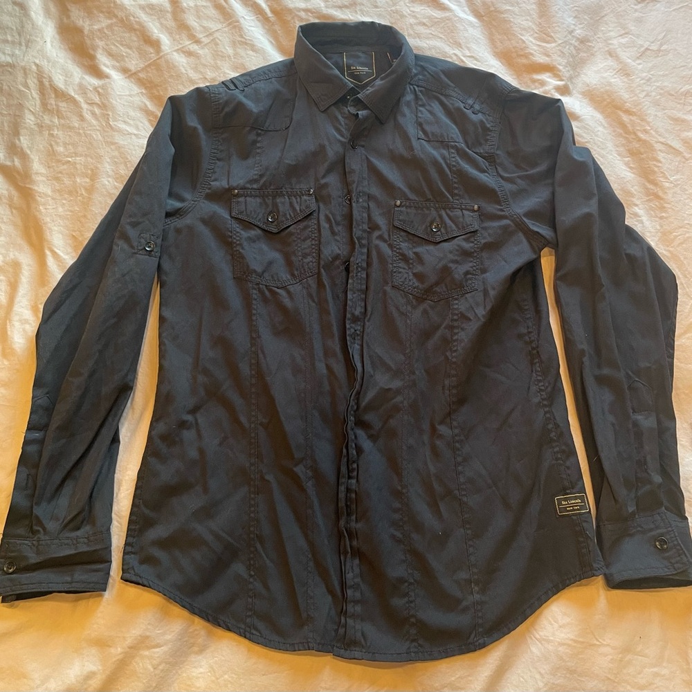 Men's Casual Button Down Shirt - Black